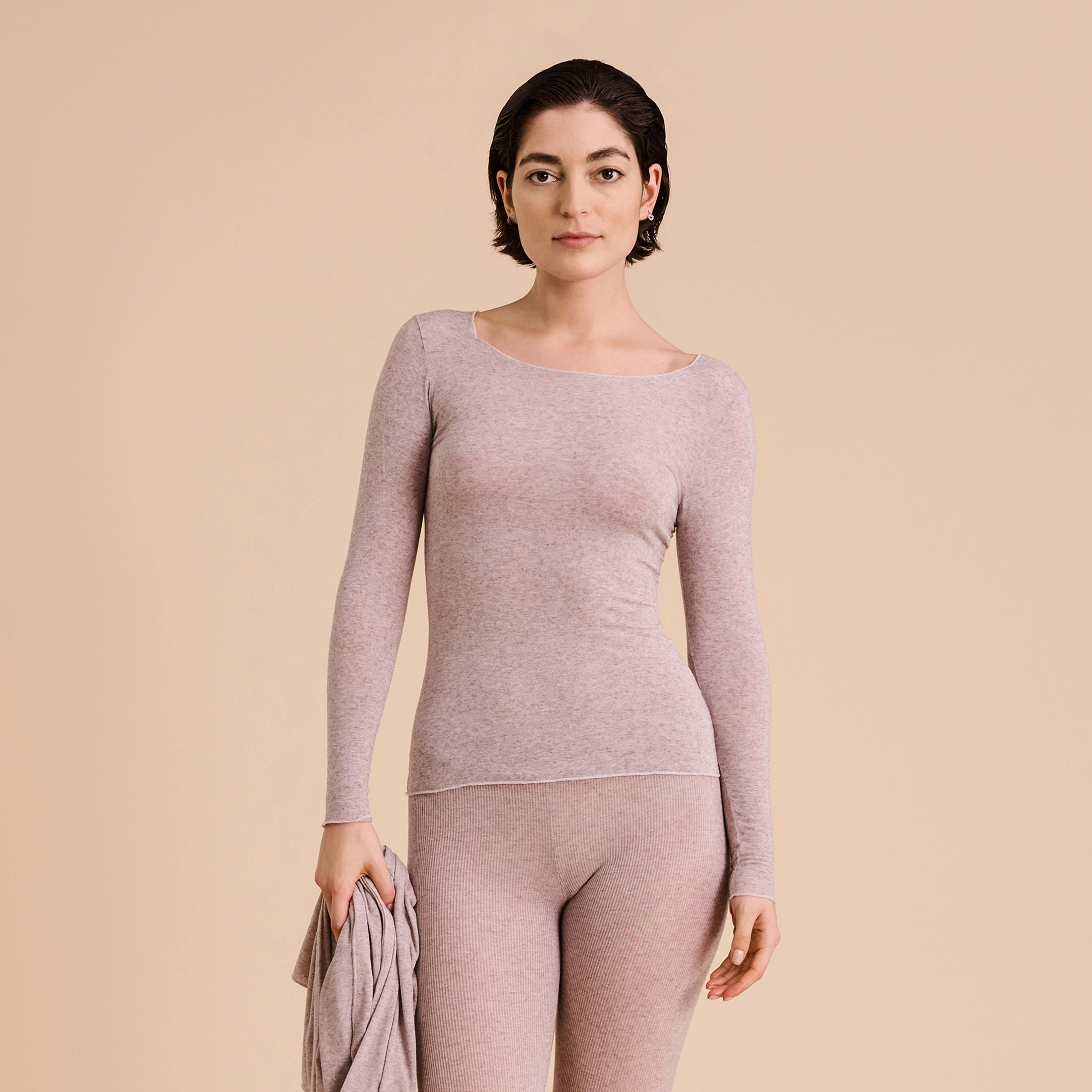 Cashmere Sensation Shirt Langarm in beige