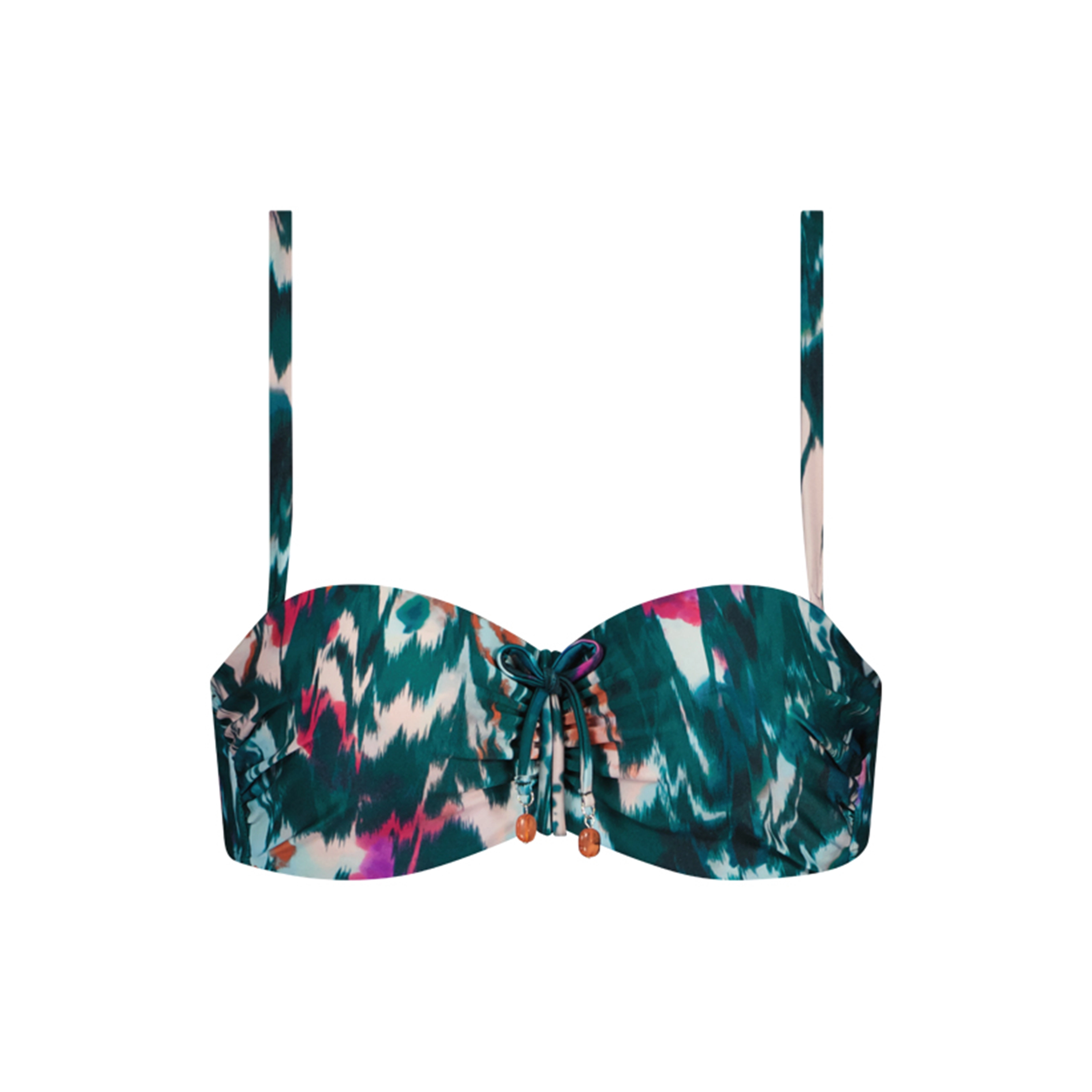 Ikat Teal Bikini Top ohne Bügel gefüttert in grün