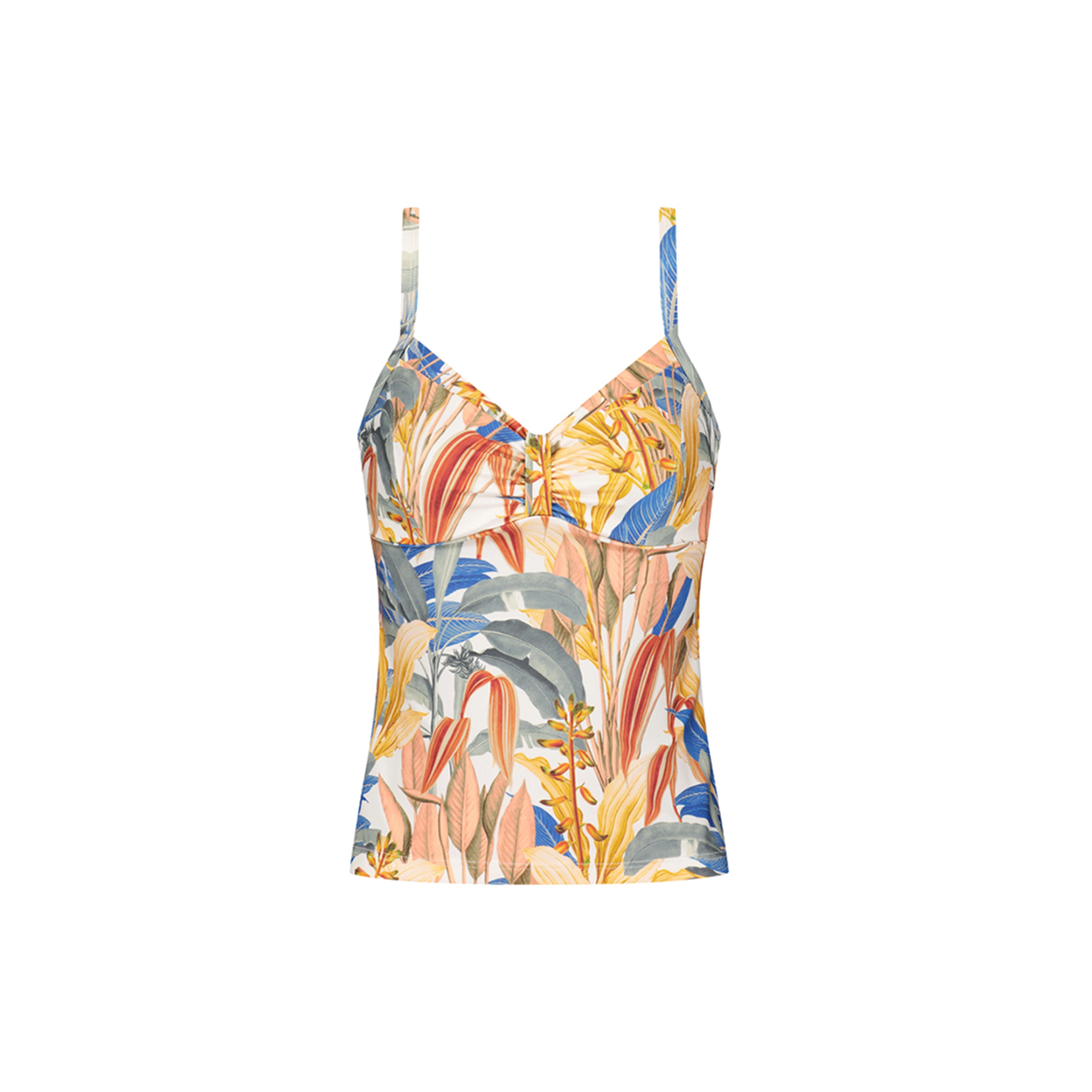 Tropical Catch Tankini Top ohne Bügel gefüttert in weiss