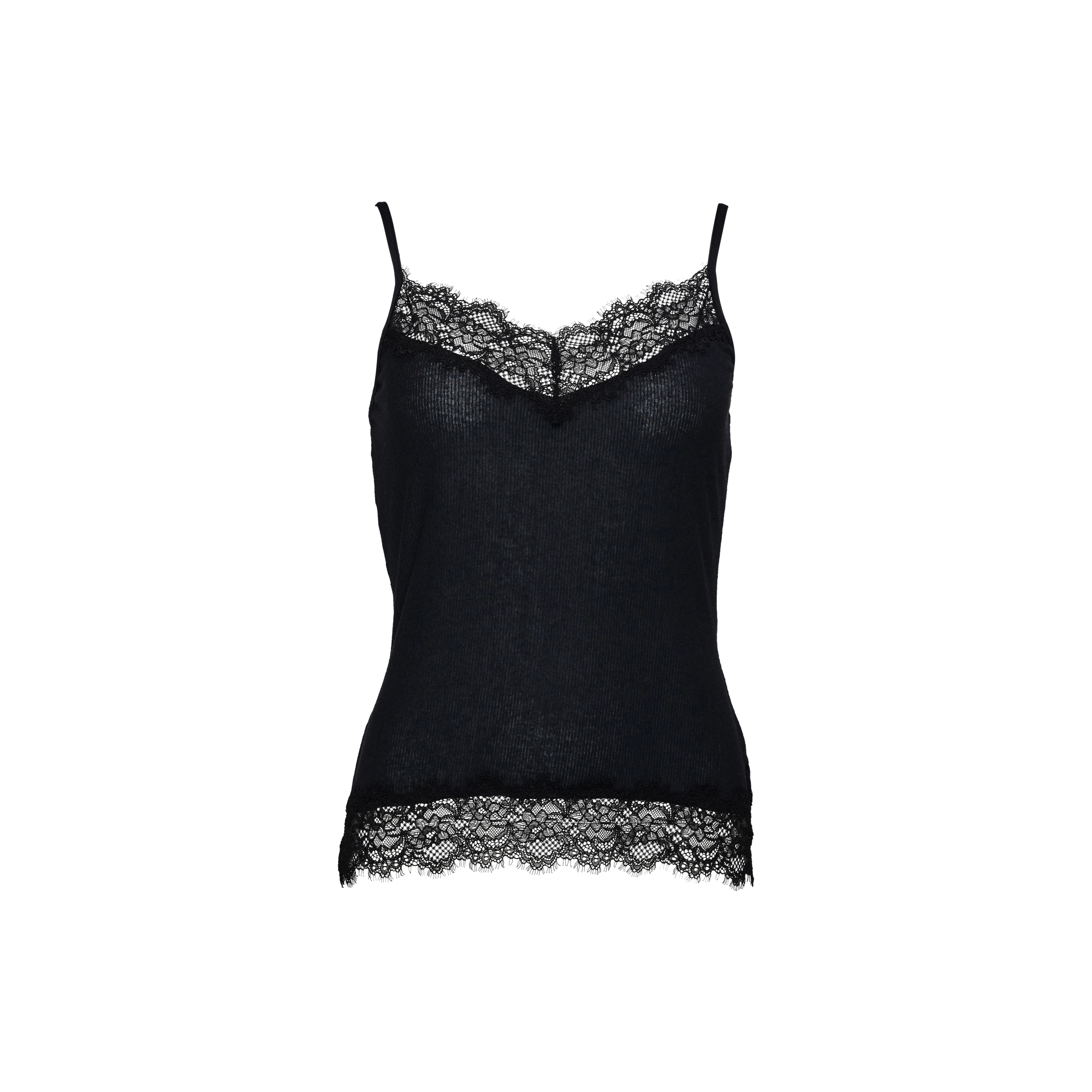 Cashmere Sensation Top Spaghetti in schwarz
