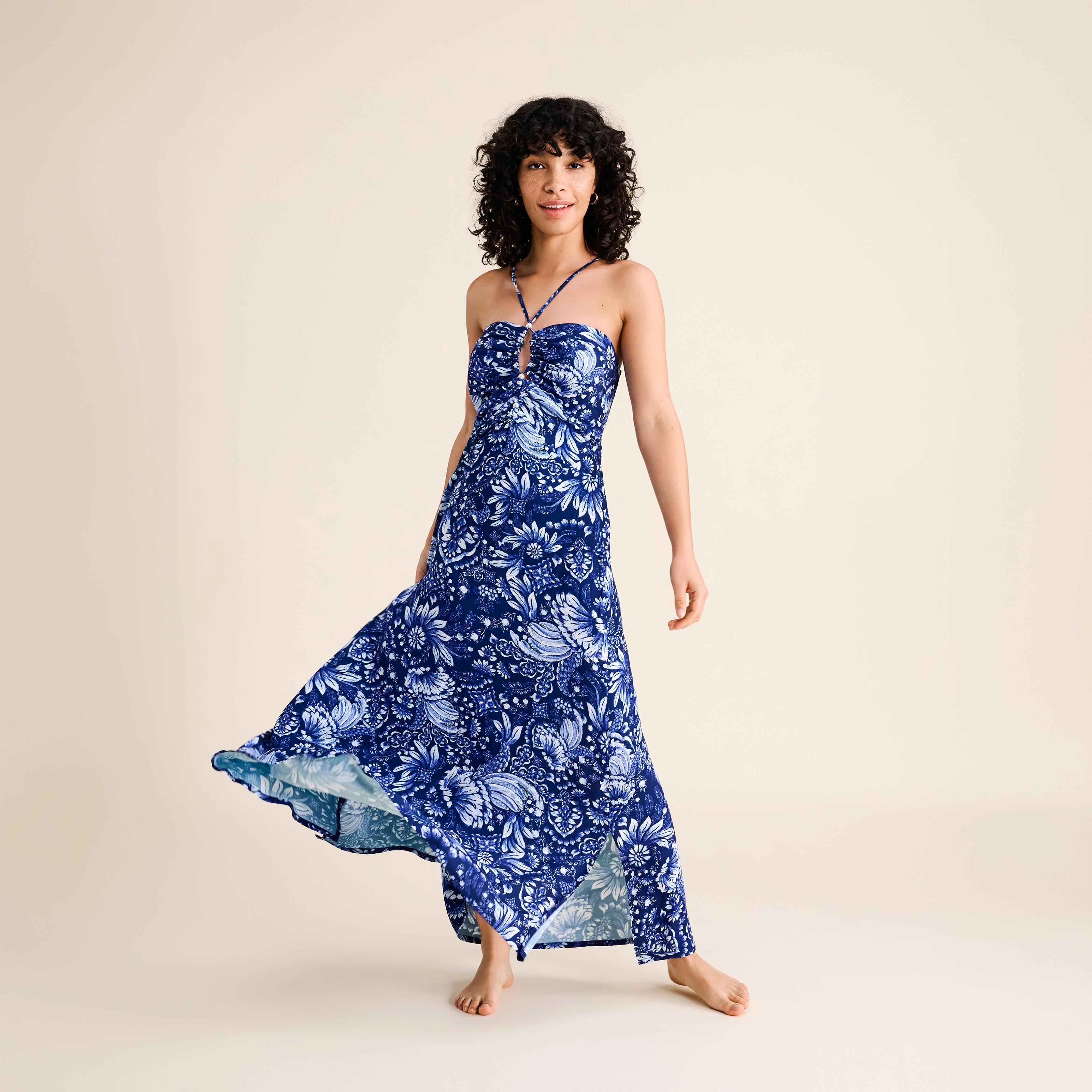 Andia Kleid lang in blau