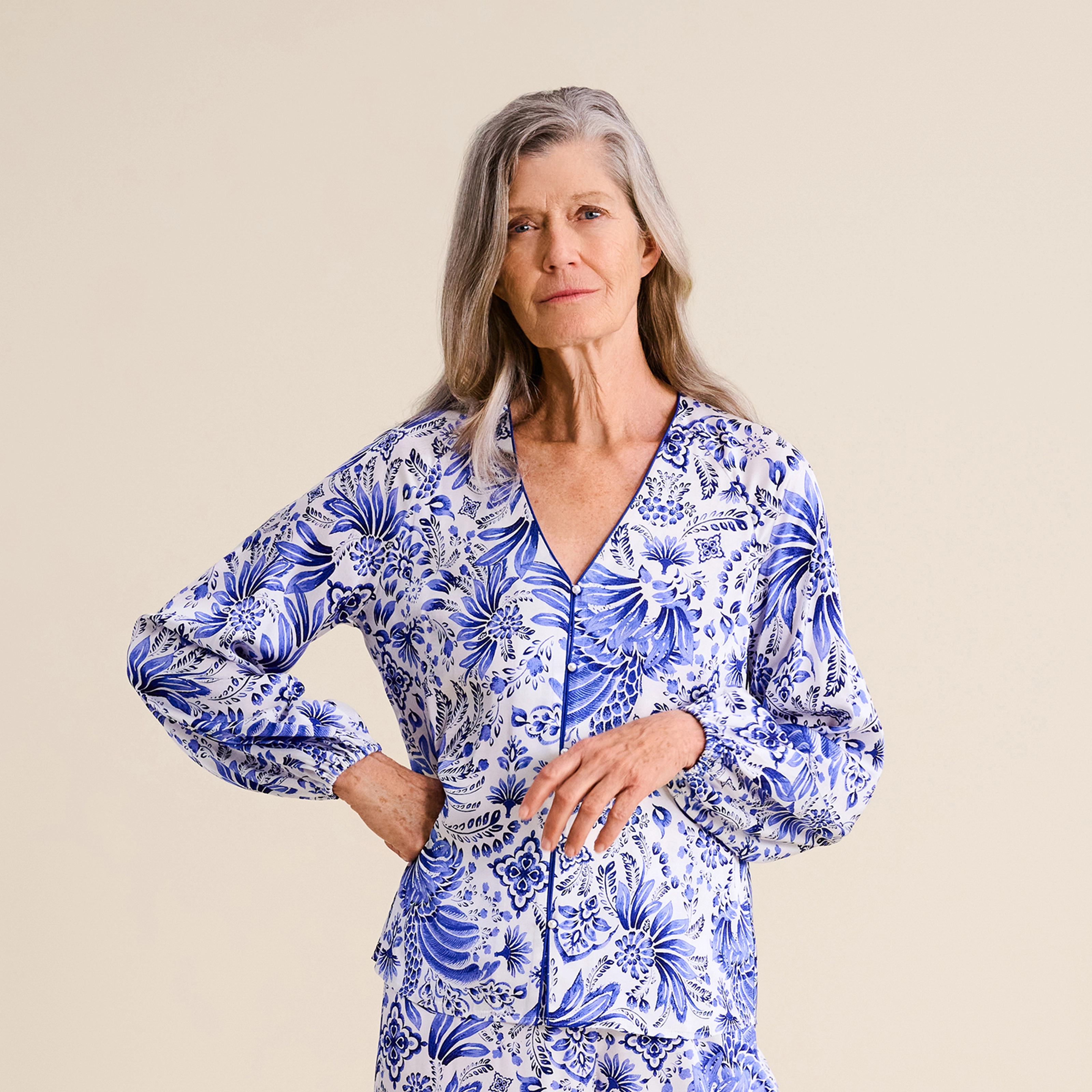 Andia Shirt Langarm in blau