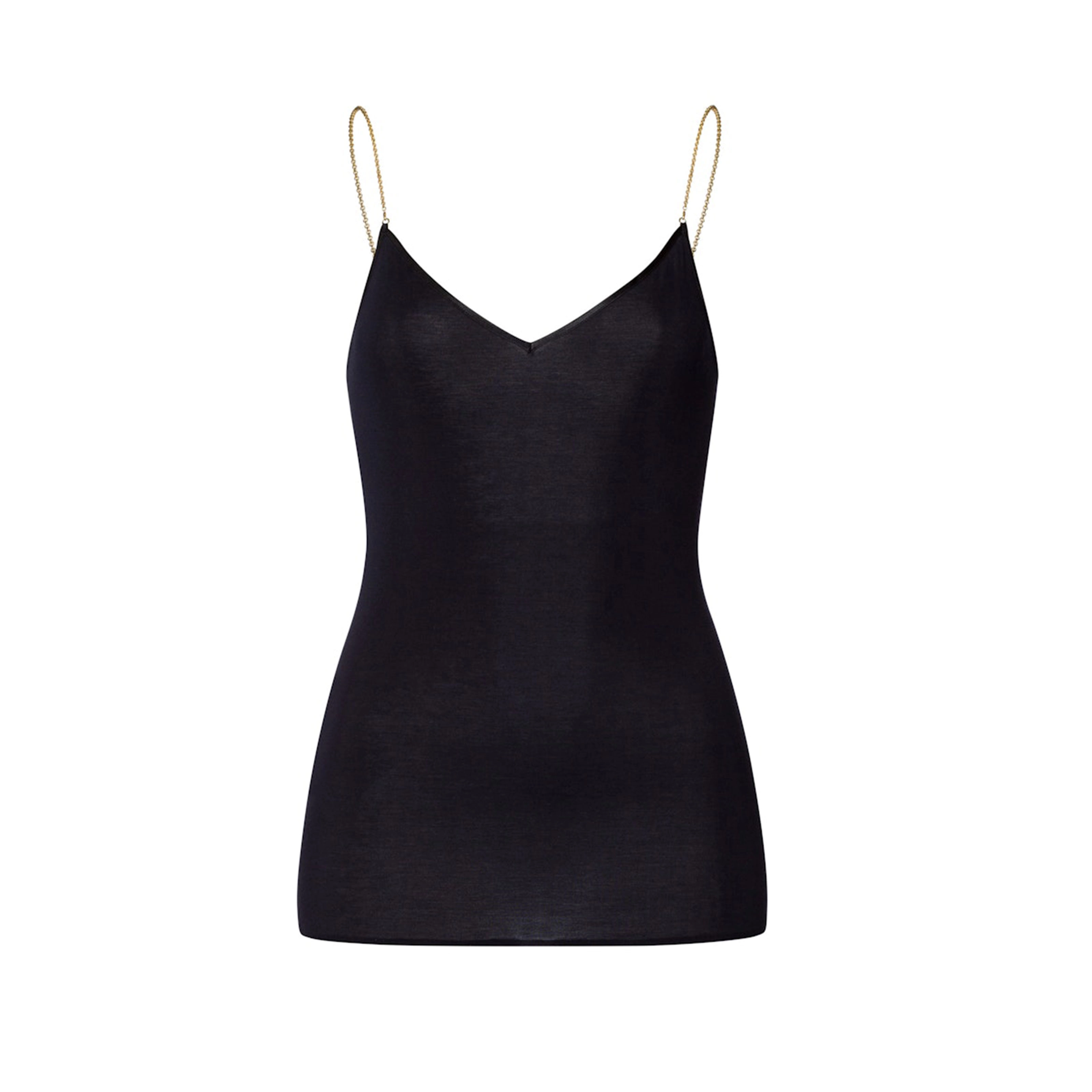 Cotton Seamless Top Spaghetti in schwarz
