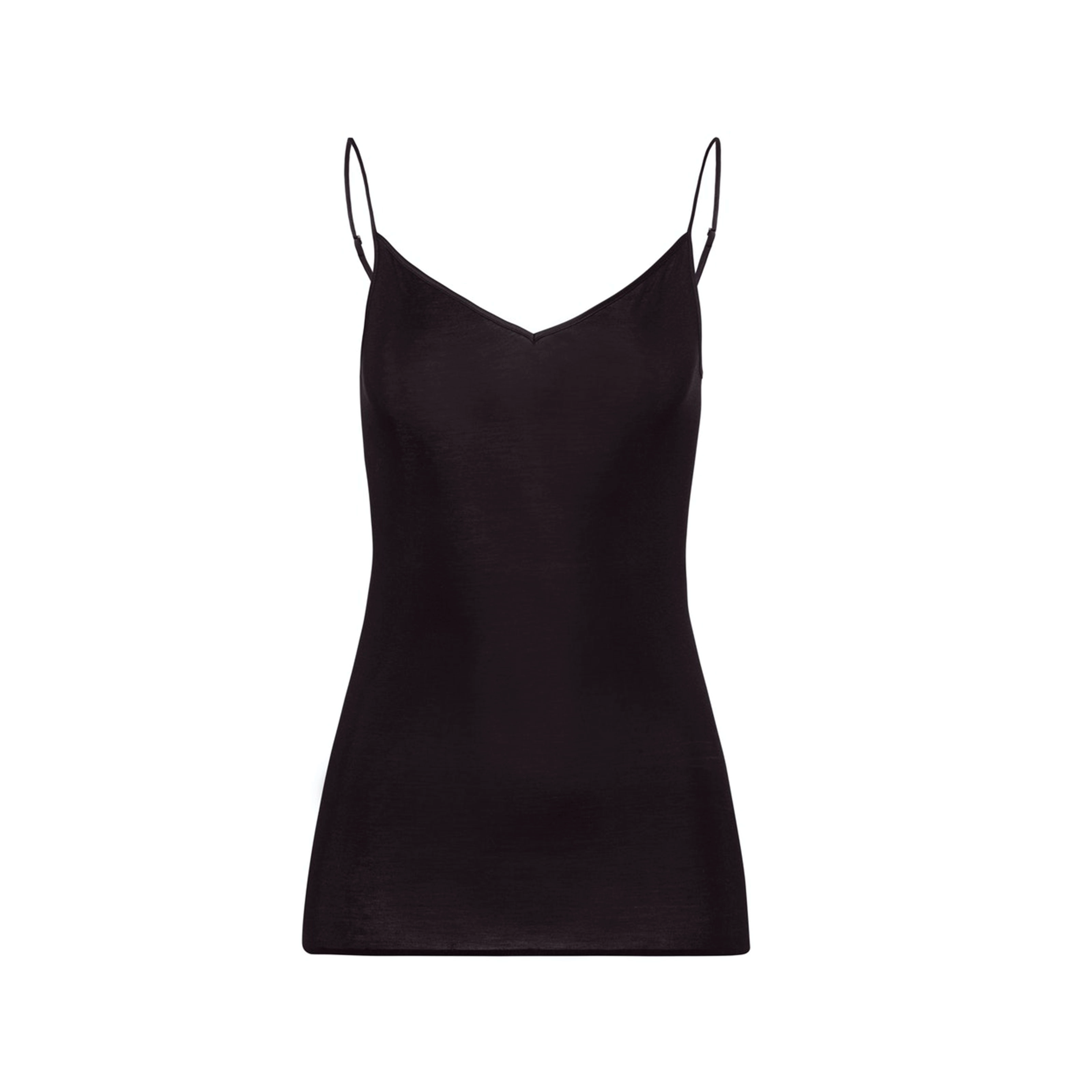 Cotton Seamless Top Spaghetti in schwarz