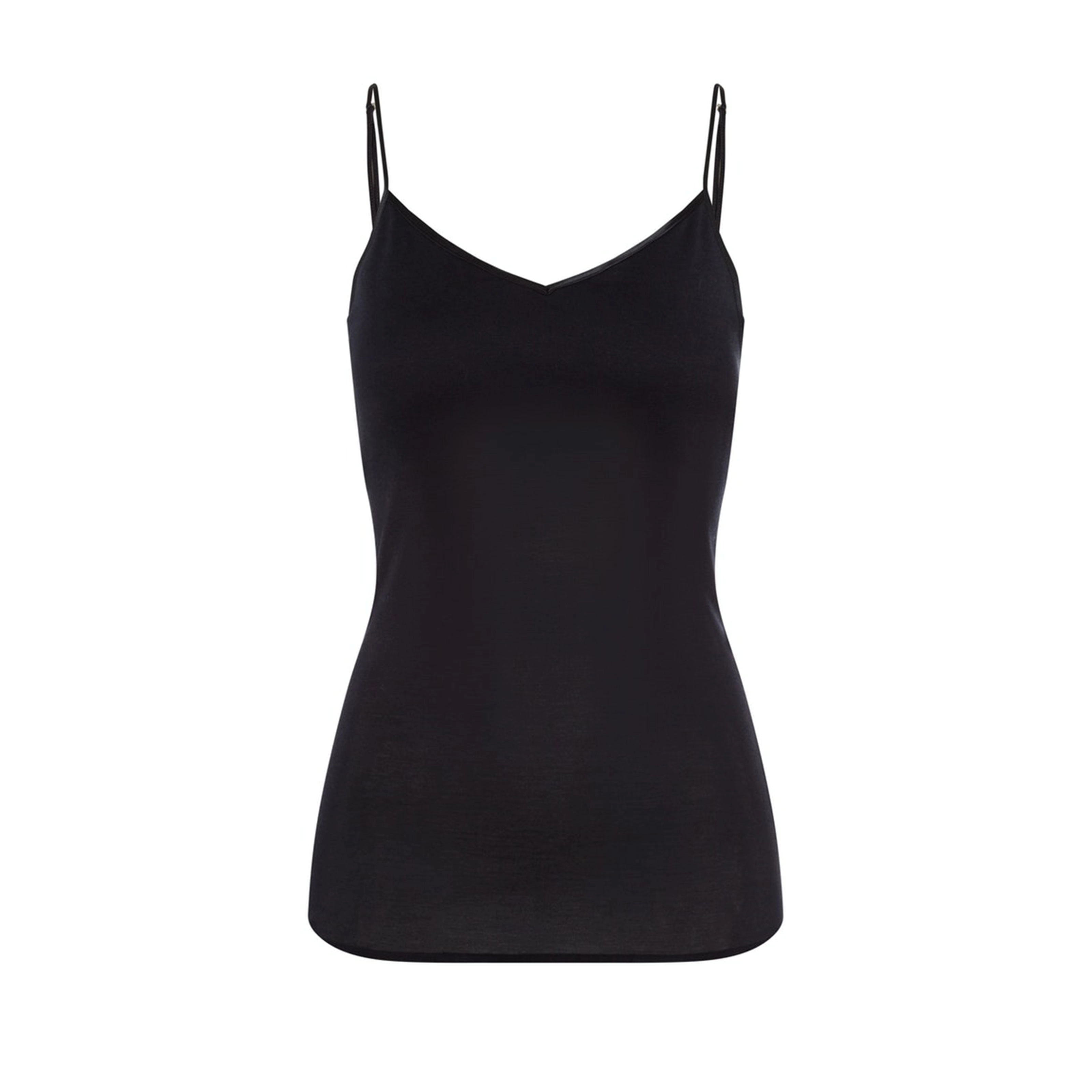 Cotton Seamless Top Spaghetti in schwarz