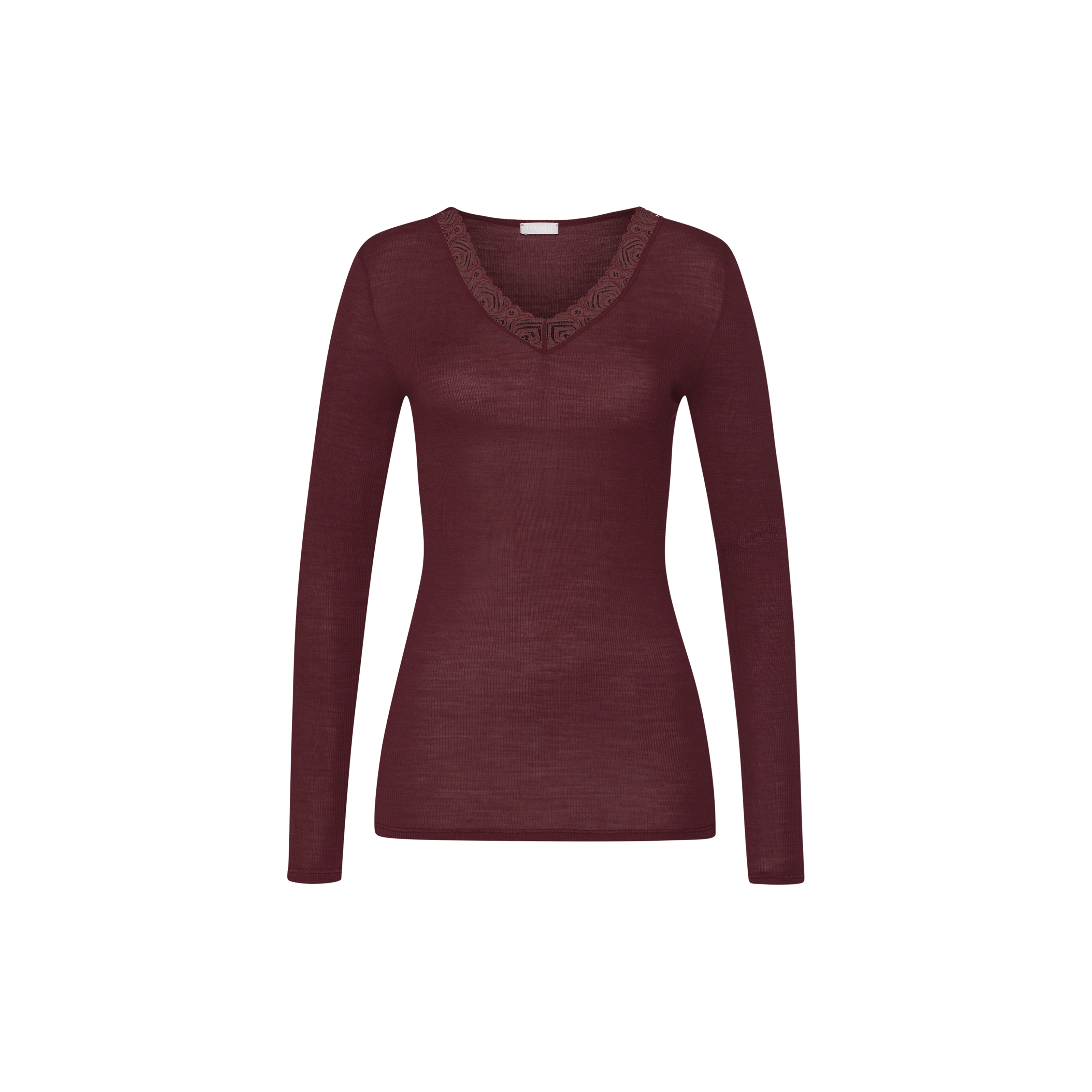 Woolen Lace Shirt Langarm in rot