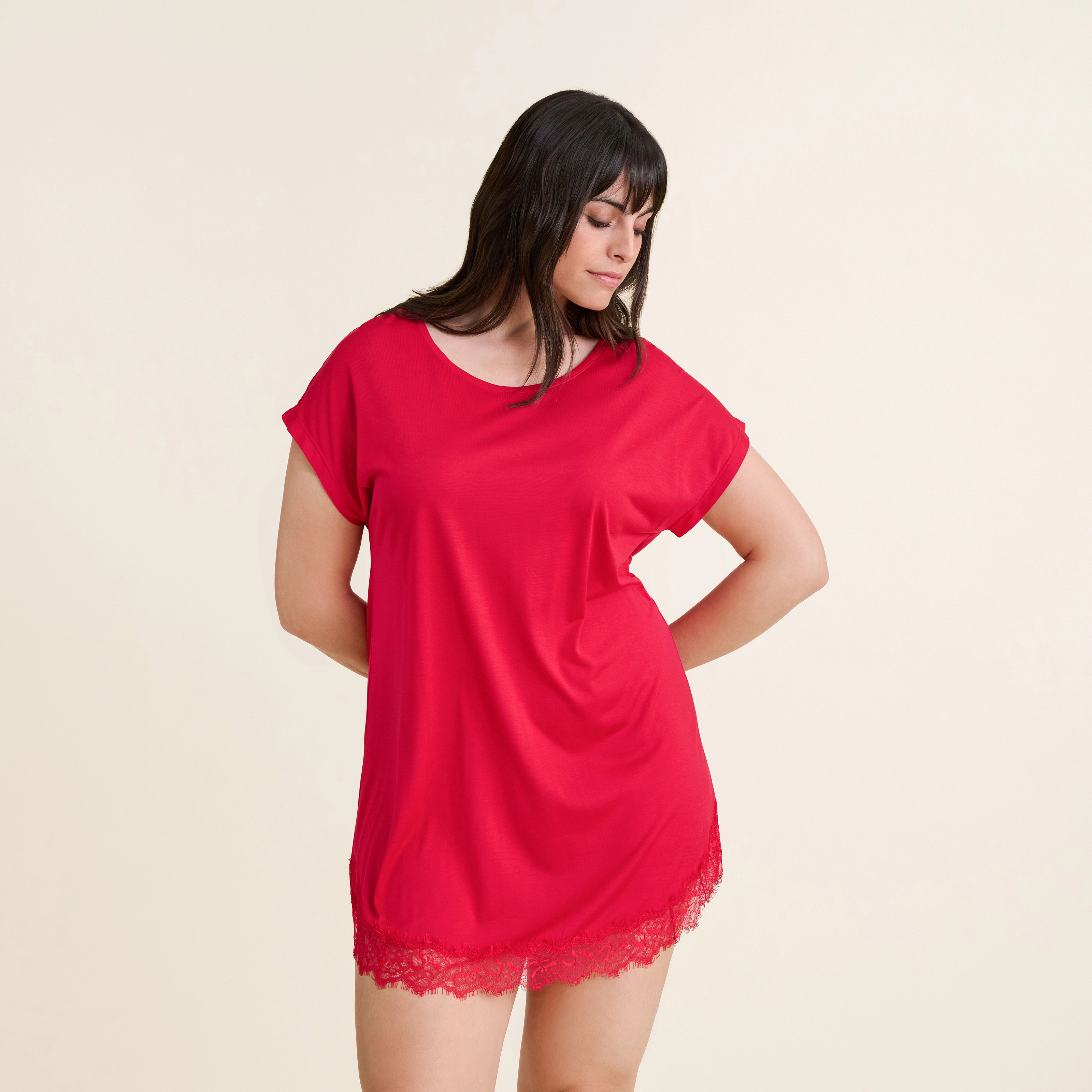 Feline Nachthemd kurz in rot