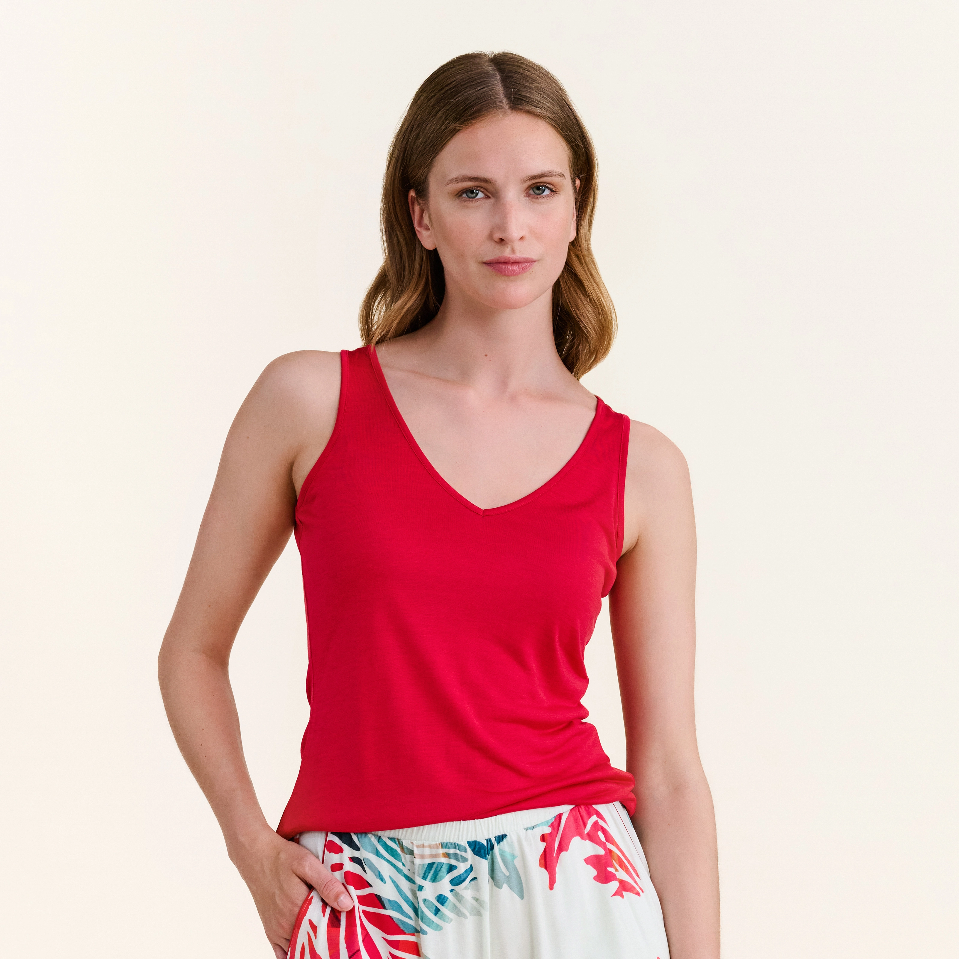 Ballentine Pyjama Oberteil, ohne Ärmel in rot