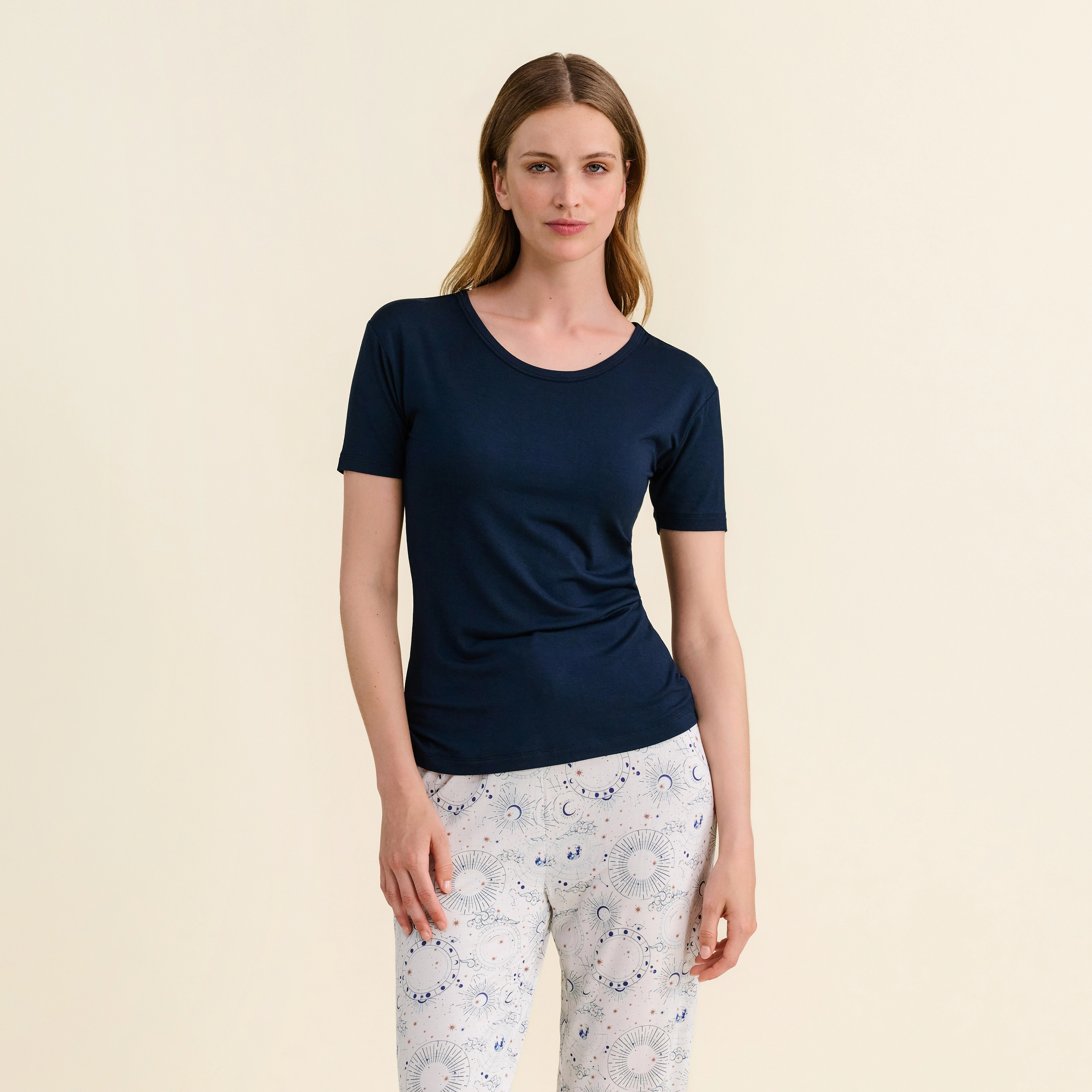Bahira Pyjama Oberteil, kurz in blau