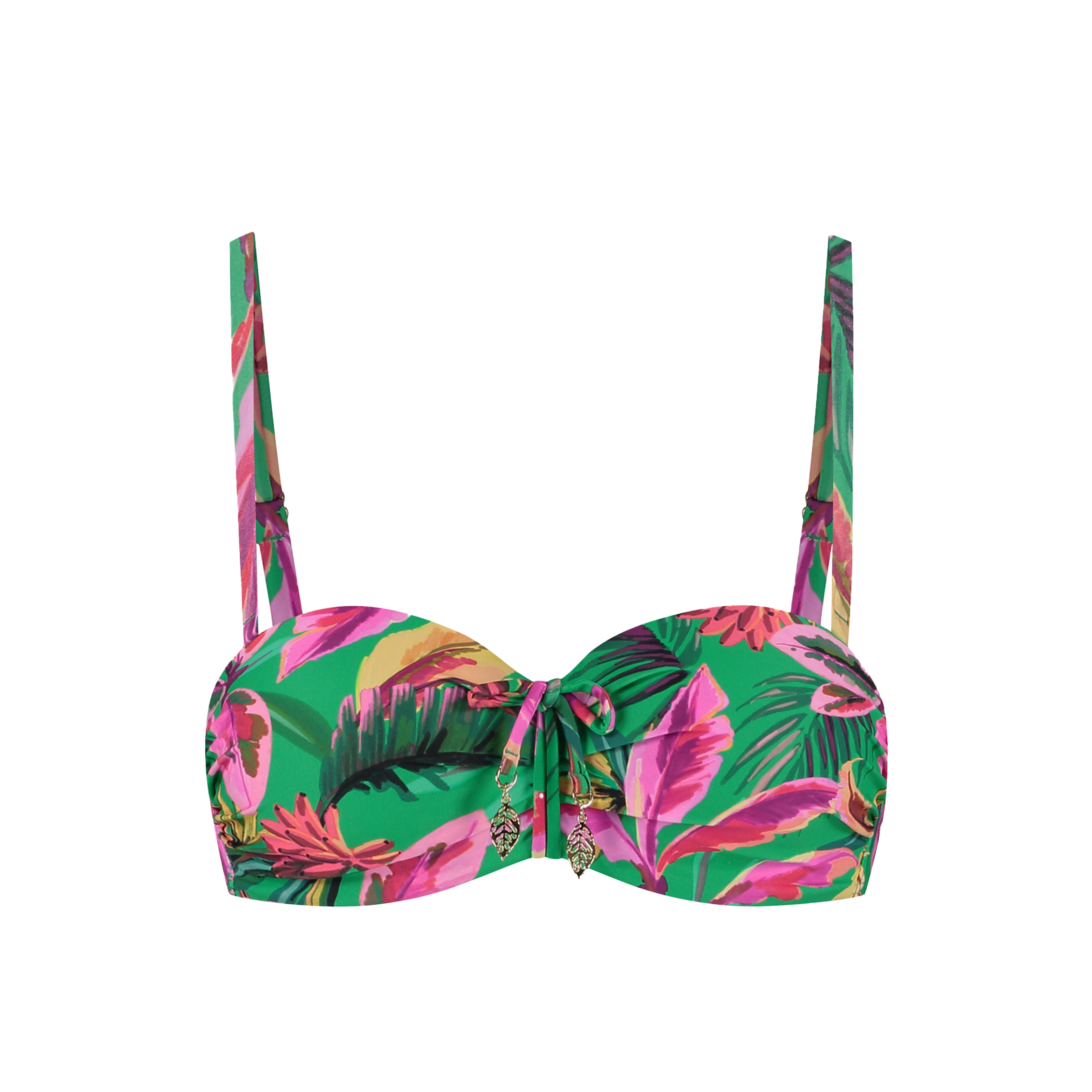 Image of Floral Forest Bikini Top mit Bügel gefüttert in grün