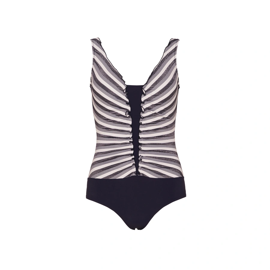 Basic Swimsuit, Bleu avec motifs, large