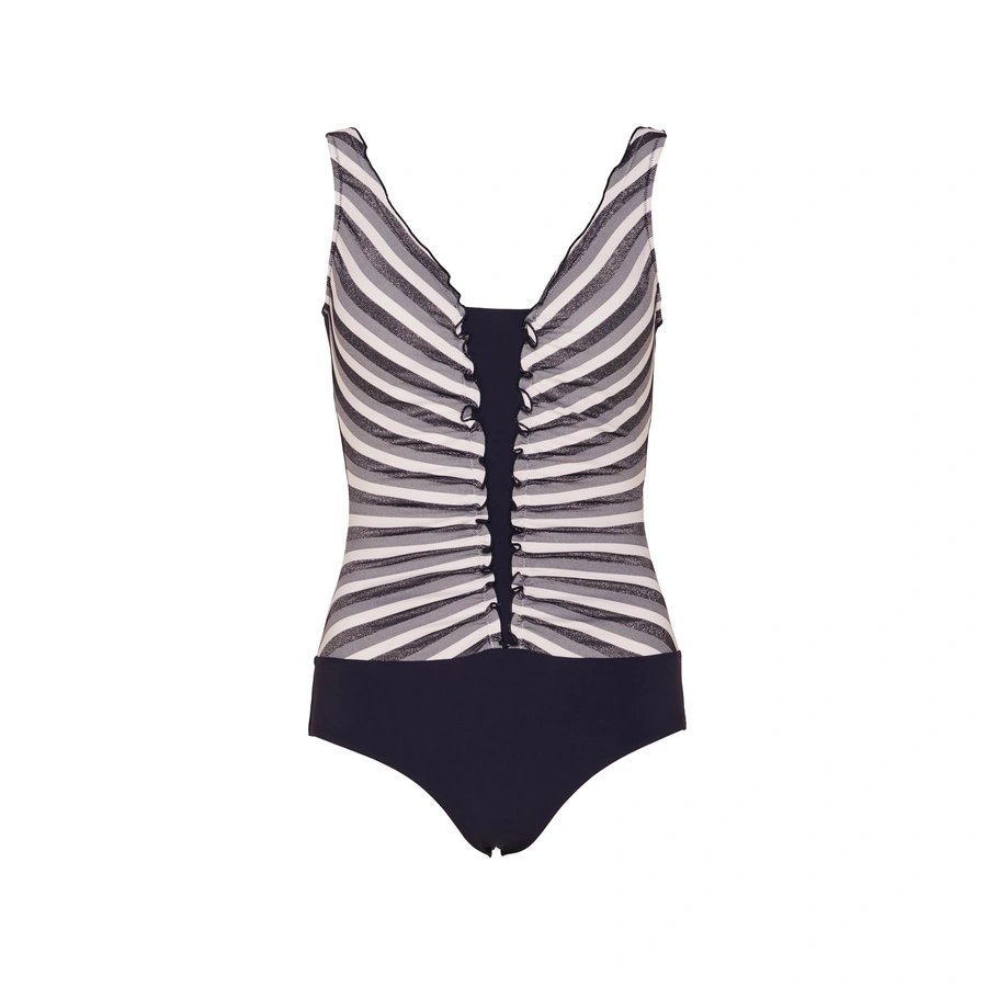 Basic Swimsuit, Bleu avec motifs, large