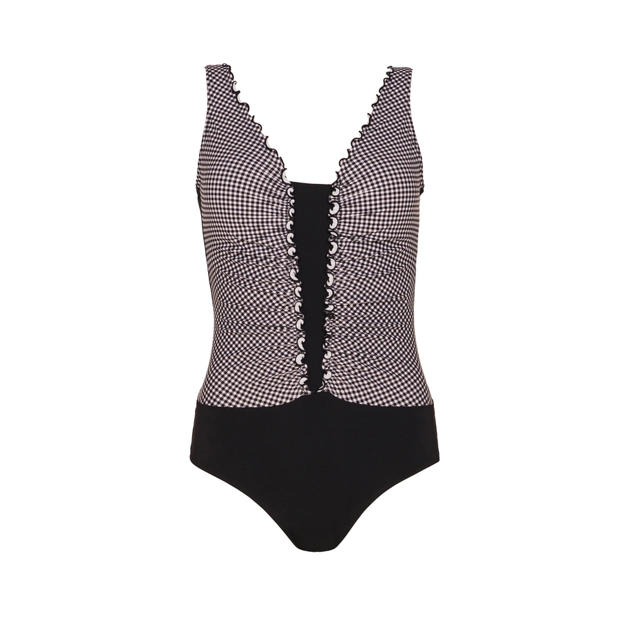 Basic Swimsuit, Schwarz gemustert, large