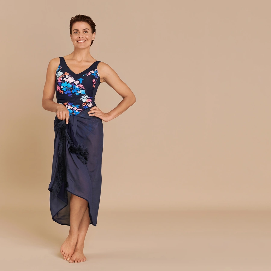Basic Swimsuit, Blau gemustert, large