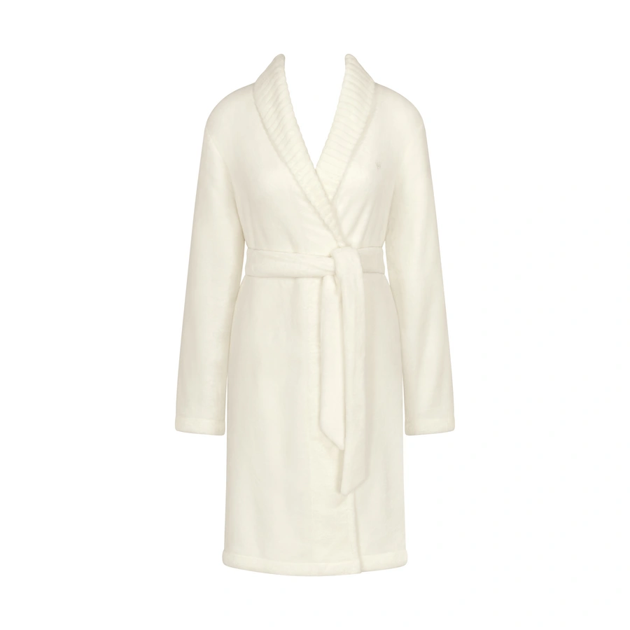 Fleece Robe, Bianco, large