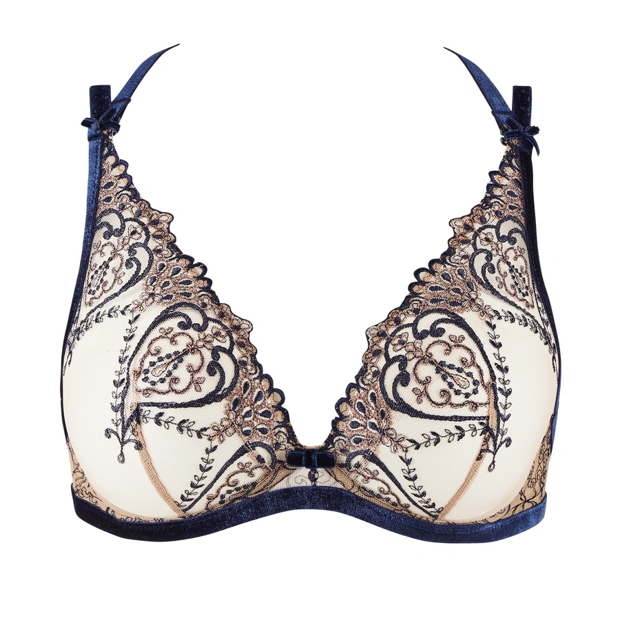 Coeurs Enlacés, Bleu avec motifs, large