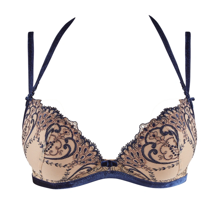 Coeurs Enlacés, Bleu avec motifs, large