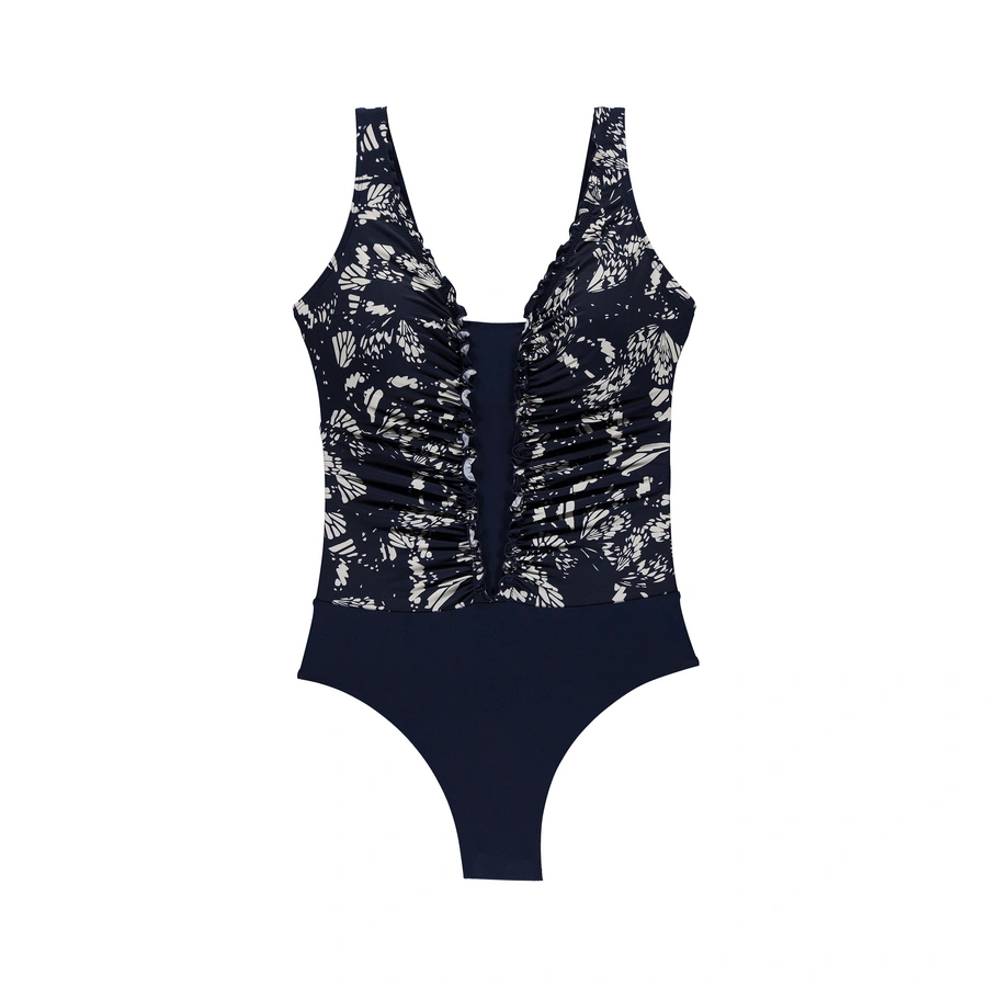 Basic Swimsuit, Blu con motivo, large