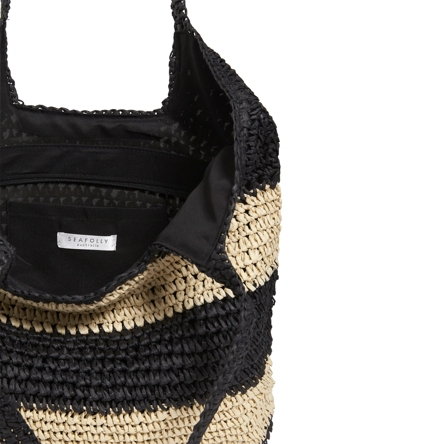 Splice Woven Tote, Schwarz, large