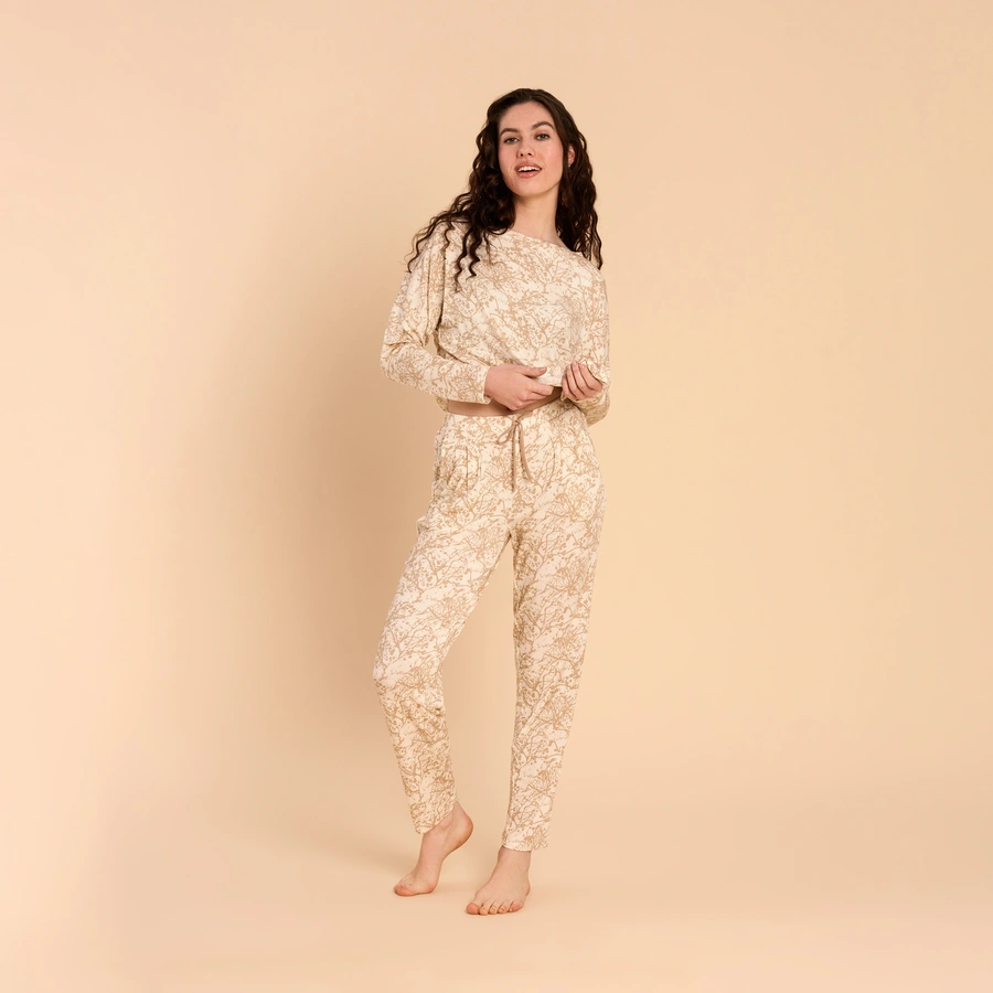 Rimona, Beige avec motifs, large