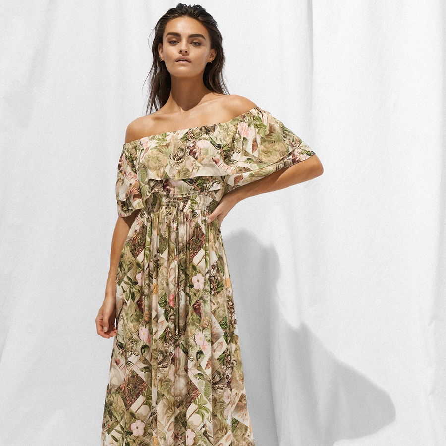 Lush Utopia, Beige gemuster, large