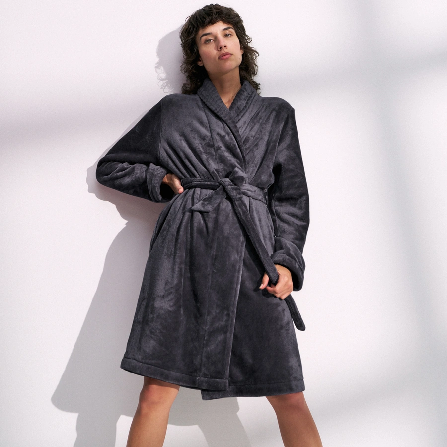 Fleece Robe, Anthrazit, large