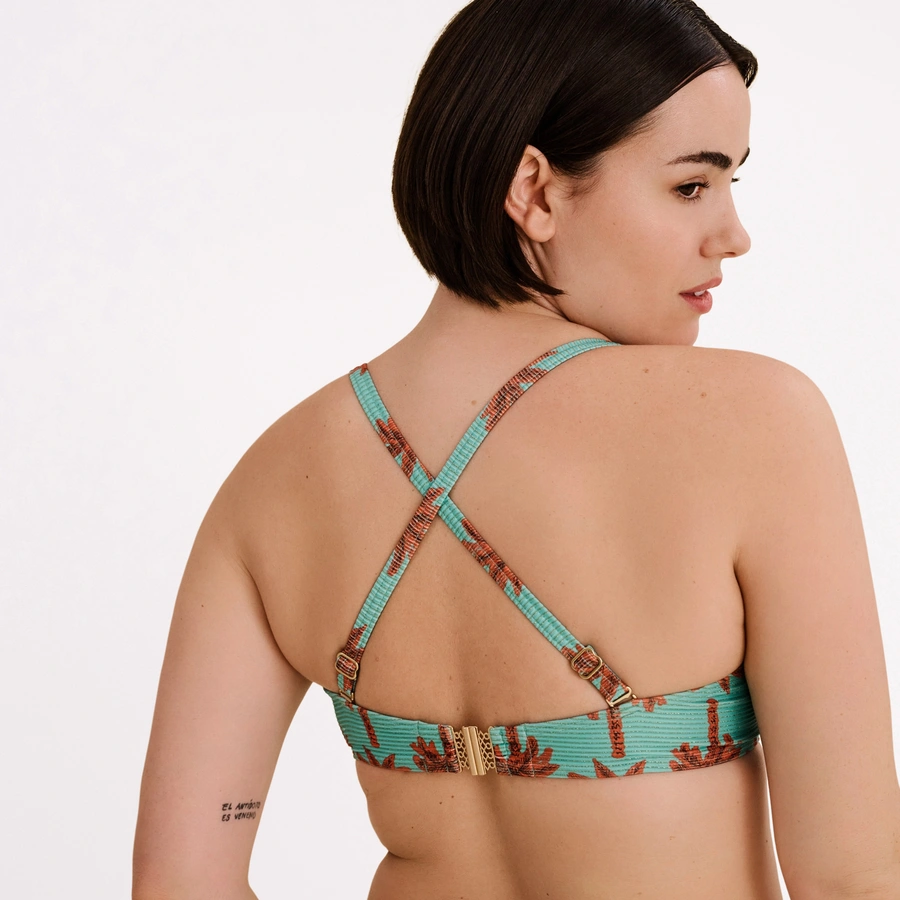 Clarissa, T&uuml;rkis gemustert, large