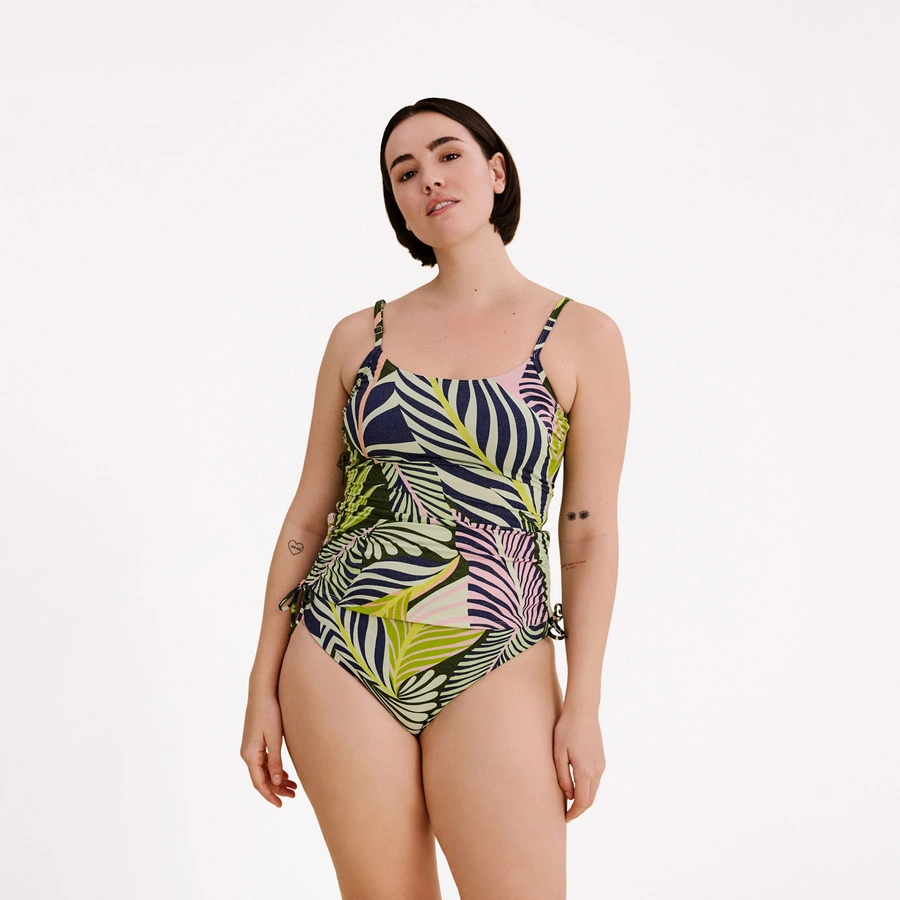 Courtney, Dunkelgr&uuml;n gemustert, large