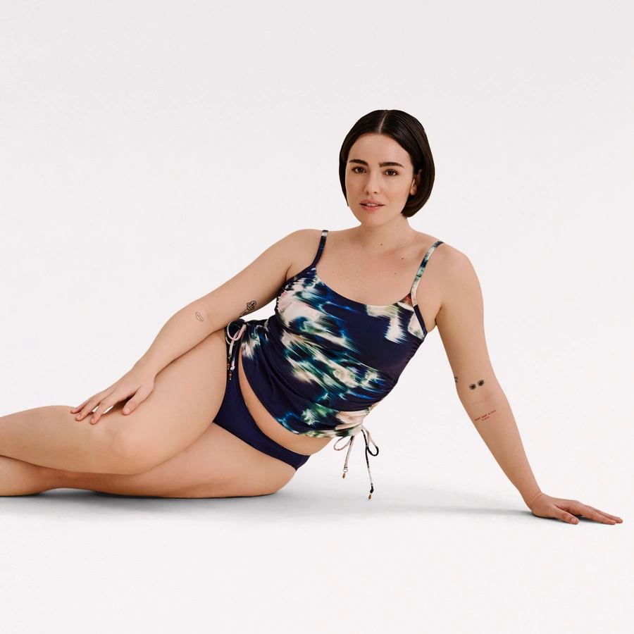 Carlotta, Dunkelblau gemustert, large