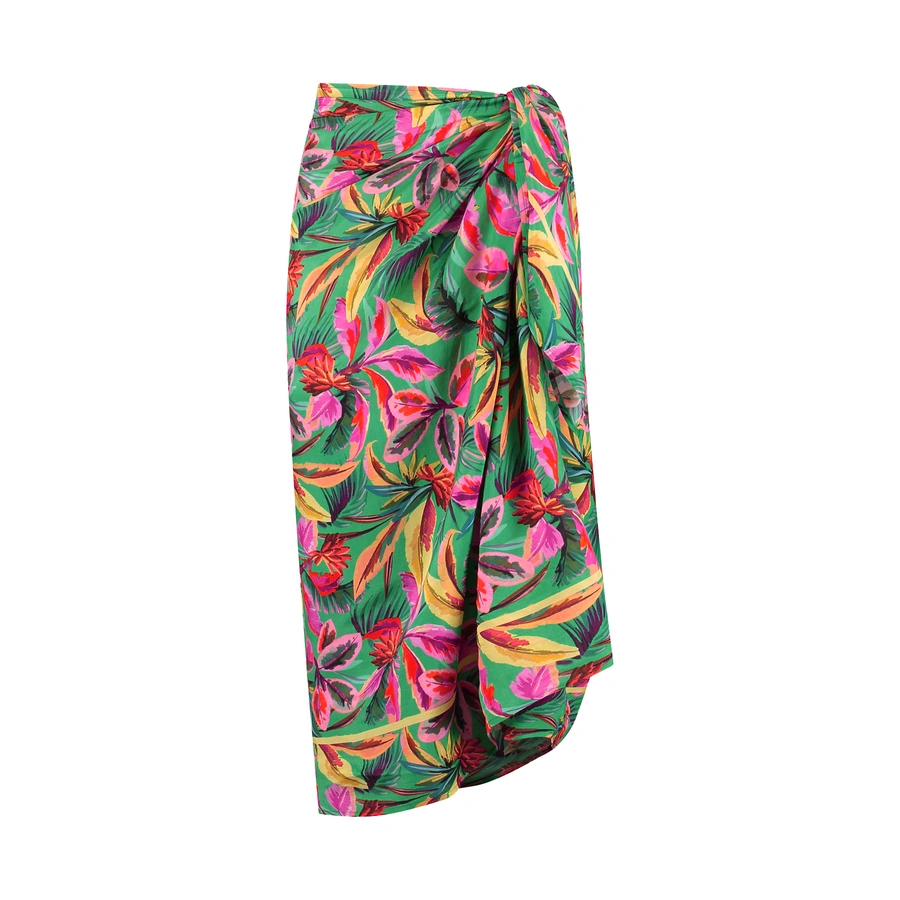 Floral Forest, Vert avec motifs, large