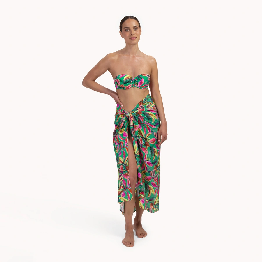 Floral Forest, Vert avec motifs, large