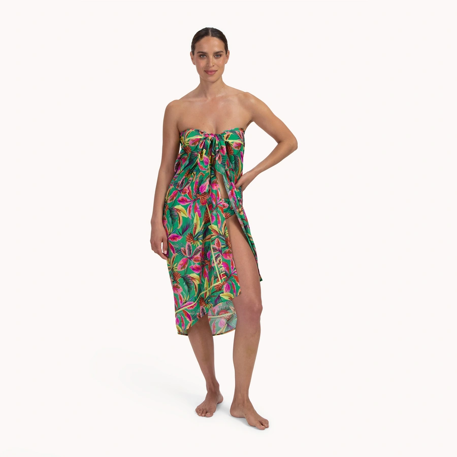 Floral Forest, Vert avec motifs, large