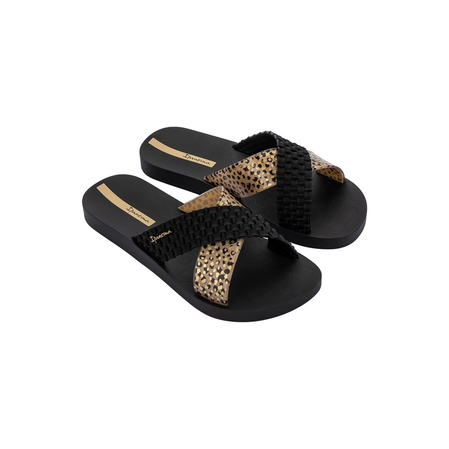 Sense Slide Fem, Noir avec motif, large