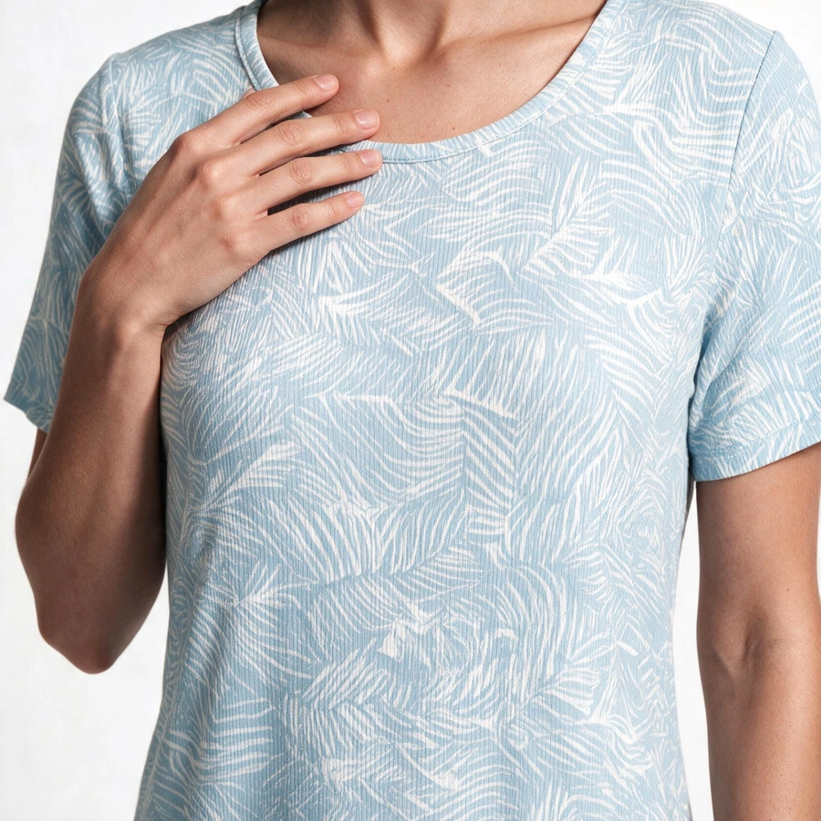 Devina, Turquoise avec motifs, large